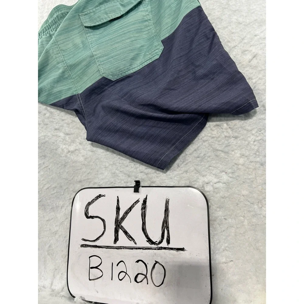 Goodfellow & Co Mens XL Swim Trunks Color Block Teal Navy Blue Board Shorts